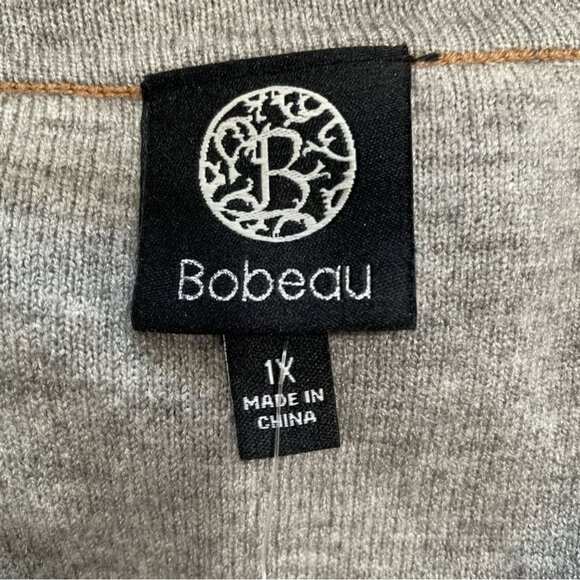 Bobeau Camel Gray Open Front Vest 1X Knit Oversized Lightweight Layering Casual - Picture 3 of 9